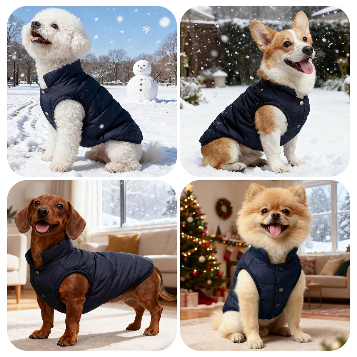 Asmea Dog Jacket Waterproof Fleece Dogs Vest Large Dog Coats for Winter Cold Weather Warm Dogs Puffer Jacket Puppy Coat Blue Pet Jackets Cat Coats M