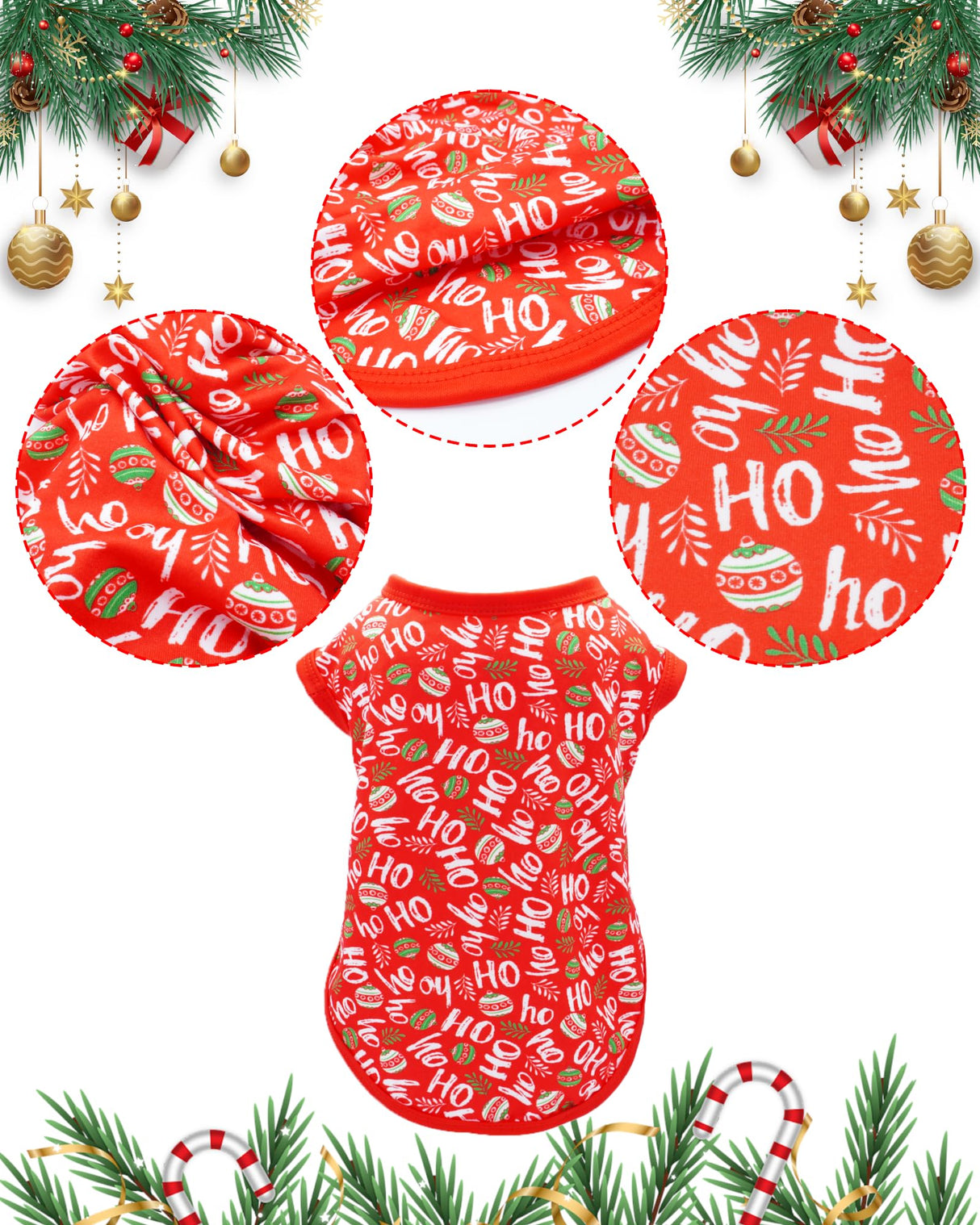 PET SHOW 4 Pack Christmas Dog Shirts for Extra Large Dogs Tank Top Tee Red Green Xmas Santa Gnome T-Shirts Pets Holiday Party Sleeveless Vest Dog Clothes Boys Girls(XXX-Large)