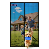 Magnetic Screen Door - 38.0'' x 82.0'' Retractable Screen Door Mesh for Entry Door or Sliding Door, Pet & Kid Friendly, Hands-Free Closure Keeps Bugs Out & Lets Breeze in, Stripe Black