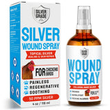 SILVER GRADE Wound Spray for Chicken from Birds & Chicken Antibiotics Alternative to Help with Pecking Sores, Bumblefoot, Cuts – Poultry Spray with Silver – GMOs Free – 4-Oz Bottle
