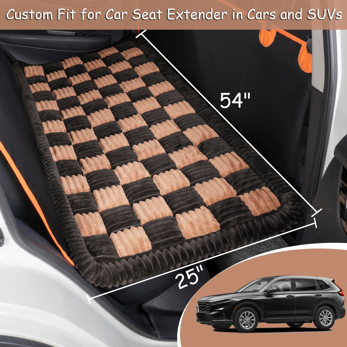 HAPYFOST Dog Bed for Car Back Seat, Non-Slip Backseat Dog Car Bed Mat, Soft Furry Travel Pet Mat, Washable Blanket Custom Fit for Backseat Extenders and Hammock Seat Covers(54"×25" Brown)