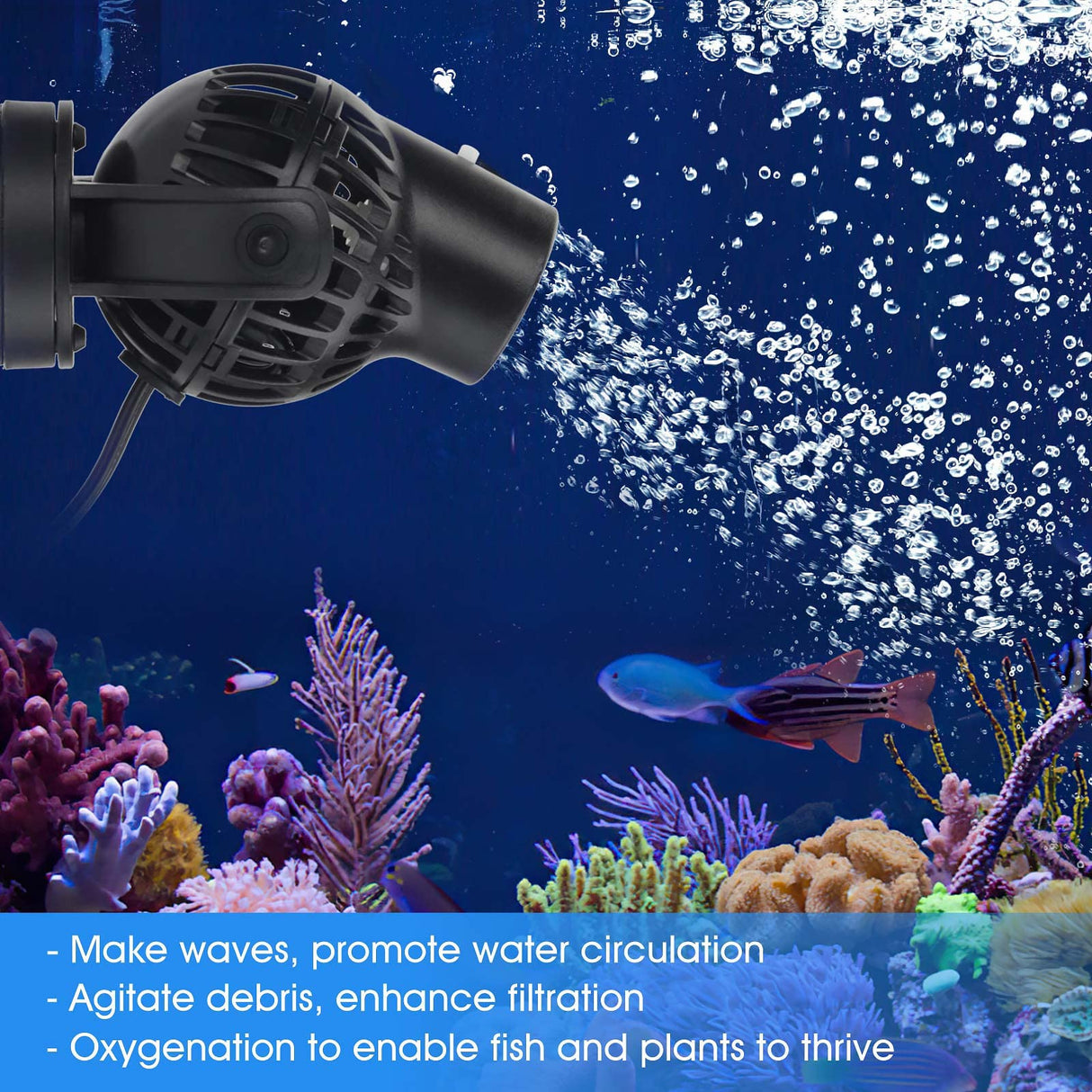 hygger Aquarium Wave Maker Circulation Pump, 1320 GPH Ultra-silence Fish Tank Powerhead with Strong Magnet Suction Base for Freshwater or Saltwater Fish Tank, 360° Rotating Submersible Water Pump