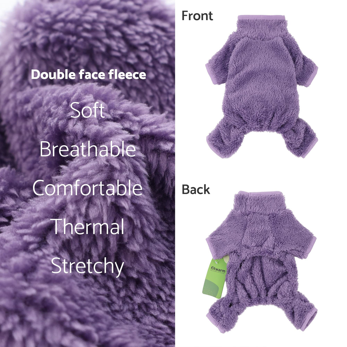Fitwarm Dog Fuzzy Fleece Pajamas, Dog Winter Clothes for Small Dogs Girl, Pet Jumpsuit, Doggy Apparel, Purple, XXL