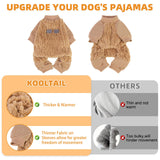 KOOLTAIL Dog Pajamas with Leash D-Ring, Fuzzy Sweater Onesie for Small Dogs, Warm Fleece Pet Jumpsuit Shirt, Lightweight Puppy Cat Pjs Clothes Coat Outfits for Chihuahua, Pitbull, Boy Girl, Beige M