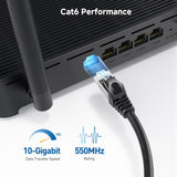 10Gbps Snagless Cat 6 Ethernet Cable - 4ft, Cat 6 Cable, Cat6 Cord, Ethernet Cord, Black