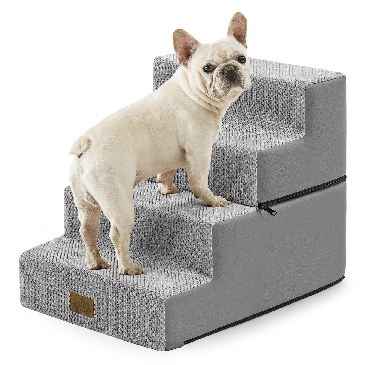 COZY KISS Dog Stairs for Small Dogs, 4 Tier Removable Pet Stairs for Couch and Bed, 17.7" H Dog Steps for Old Cats, Puppy, Small Dogs, 15.7x23.6x17.7 inch, Gray