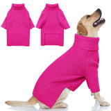 Queenmore Soft Warm Large Dog Sweater, Large Dog Sweaters for Male Dogs, Pet Christmas Sweaters, Extra Large Breeds Kintwear, Turtleneck Pullover Pet Clothes, Fuchsia 3XL