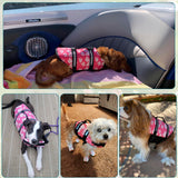 ChezAbbey Dog Life Jacket Adjustable Dog Lifevest Swimsuit Safety Vest Apparel Lifesaver Coat for Small Large Cats Puppy Kitty with Handle Reflective for Swimming and Boating Pink Flower 2XL