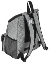 Mobile Dog Gear, Dog Travel Bag, Deluxe Quilted Weekender Backpack, Includes Lined Food Carriers and 2 Collapsible Dog Bowl, Gray