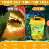 6 Pack Wasp Traps Outdoor Hanging Fly Traps with UV LED Light Solar Powered Hornet Trap Non-Toxic Reusable Hornet Traps Wasp Killer for Indoor Outdoor Patio Garden Home (Green)