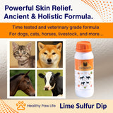 Lime Sulfur Dip – Concentrated Antimicrobial & Antiparasitic Solution for Itchy Skin, Mange, Ringworm & Dermatitis – Safe for Dogs, Cats, Puppies, Kittens, Horses, and Livestock (16 oz)