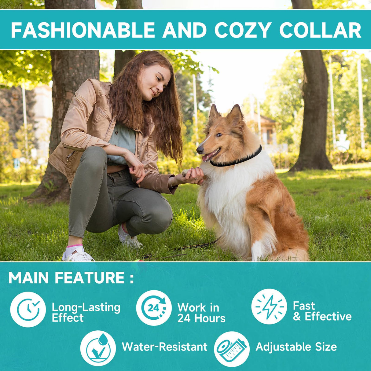 Flea and Tick Prevention for Dogs, 4 Pack Flea Collar for Dogs, Dog Flea and Tick Treatment, 32 Months Protection, Waterproof, Adjustable Collar for Dog, One Size Fits All for All Breeds, Black