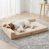 Jolifield Orthopedic Dog Bed Large Sized Dog 36''X24'', Waterproof L Bolster Egg Crate Foam Pet Crate Beds with Washable Removable Cover, Non-Slip Soft Pet Couch Sleep Mat, Ivory