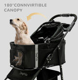 Pet Stroller with Removable Carrier, 3 in 1 Stroller for Dogs, Pet One-Click Foldable Pet Stroller with 4 Wheel, Small Dog Stroller Holds up to 33 lbs, Cup Holder, Cat Stroller, Black