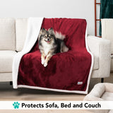 PetAmi Dog Blanket for Medium Large Dogs, Pet Bed Blanket Cat Puppy Kitten, Fleece Furniture Couch Cover Protector Sofa Car, Soft Sherpa Dog Throw Plush Reversible Washable, 40x60 Maroon Red