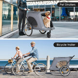 Beberoad Pets R8 Extra Large Foldable Pet Stroller, Dog Stroller & Pet Trailer for Large Dogs Under 100 lbs, Unmovable, Disabled & Pregnant Dogs - Conveniently Carriable by Bike and Car, Grey
