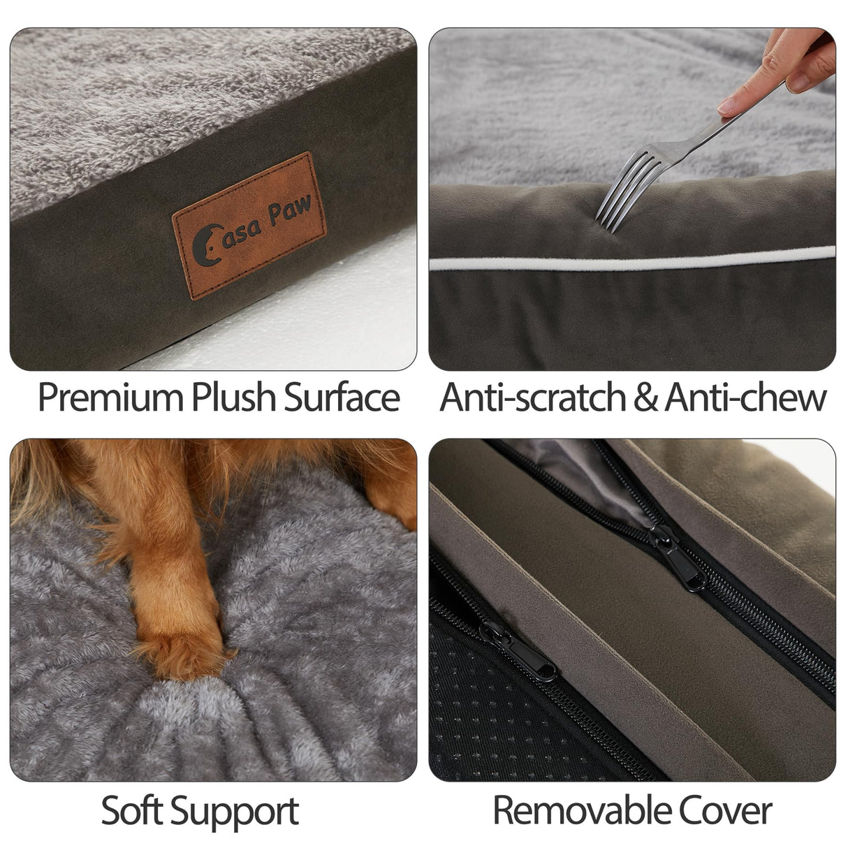 Casa Paw Orthopedic Dog Beds for Large Sized Dogs, Waterproof Egg Crate Foam Large Dog Couch Beds with Comfy Bolster 36x27Inch, Washable Pet Beds with Removable Cover and Nonskid Bottom, Dark Green