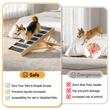 Dog Ramp for Bed, Couch- Upgraded Non-Slip Wooden Pet Ramp with Sturdy Construction, 4 Adjustable Heights (16" to 22"), Supports 132 lbs for Small & Medium Dogs