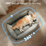 FURTIME Washable Dog Bed Medium Size Dogs, Rectangle Comfy Fluffy Medium Dog Bed, Removable Zipper Cover Machine Wash, Orthopedic Bed Durable Pet Cuddler with Anti-Slip Bottom, 25x21x7 in, Dark Grey
