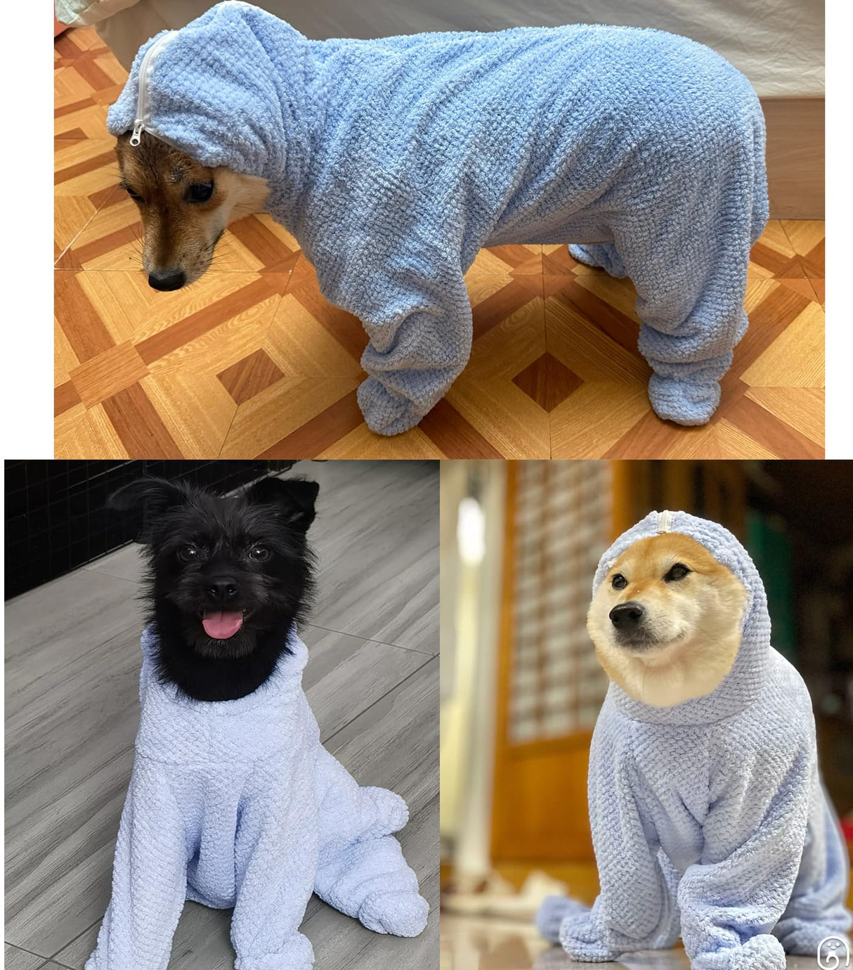 HDKUW Dog Towel Robe with Hood & Paw Covers, Full Coverage Pet Bathrobe, Super Absorbent Thick Plush Toweling Wrap with Back Zipper for Cats Small Medium Large Dogs XL