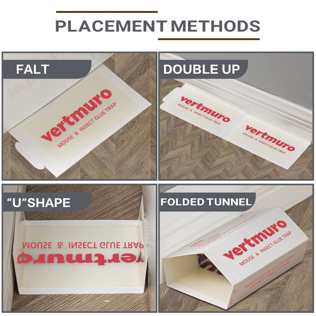 vertmuro Mouse Glue Traps, 12 Pack Rat & Pest Glue Scented Sticky Trap, Foldable Bulk Non-Toxic Indoor Mouse Glue Boards for Rodents and Insects, Easy to Use Pest Control, Red