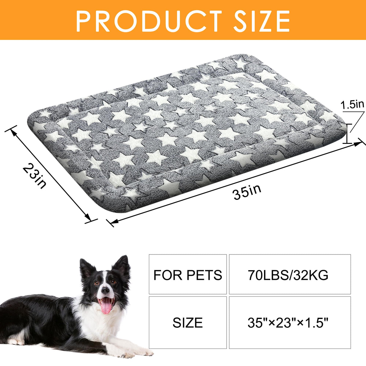 WITTOP Washable Dog Bed Plush Orthopedic Outdoor Crate Mat with Non-Slip Bottom,Luxe Soft Kennel Pad for Pets, Cozy Cage Cushion & Pet Sleeping Mattress Large Sized,Medium,Small Dogs,36 x 24 inch,Grey