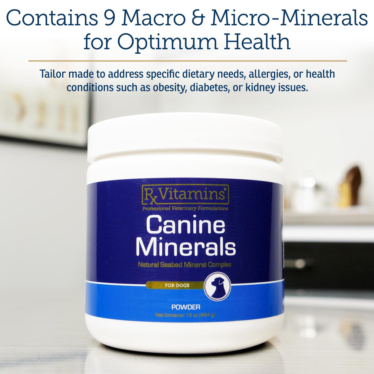 Rx Vitamins Canine Minerals - Essential Minerals for Dogs - Calcium, Magnesium, Iron Supplement, Bone and Joint Supplement for K9, Immune Support - 16oz