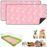 Mooydee 2 Pack Guinea Pig Bedding - Washable Guinea Pig Liner for Midwest Cage, Waterproof Reusable & Anti Slip Pee Pads Super Absorbent Mats for Small Animals Rabbit Hamster Rat (Pink, 48 x 24 Inch)
