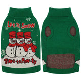 IECOii Dog Christmas Sweater, Dog Sweater for Small Dogs Girl Boy Pullover Knitwear for Holiday, Snowman & Snowflake Christmas Sweaters for Cold Weather Dog Turtleneck with Leash Hole, Green, M