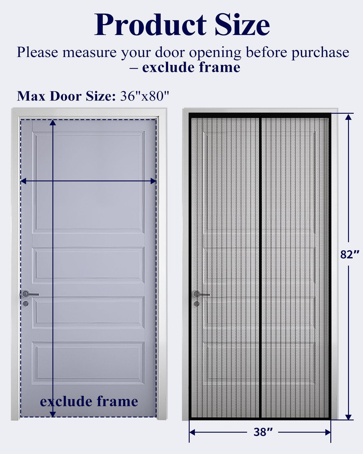 Magnetic Screen Door - 38.0'' x 82.0'' Retractable Screen Door Mesh for Entry Door or Sliding Door, Pet & Kid Friendly, Hands-Free Closure Keeps Bugs Out & Lets Breeze in, Stripe Black