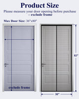 Magnetic Screen Door - 38.0'' x 82.0'' Retractable Screen Door Mesh for Entry Door or Sliding Door, Pet & Kid Friendly, Hands-Free Closure Keeps Bugs Out & Lets Breeze in, Stripe Black