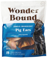Wonder Bound Whole Pig Ears, Single Ingredient, Highly Digestible, Dog Treats for Puppy and Large/Medium Dogs, Pork, 18 count, 12.7 ounce (Pack of 1)