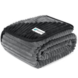 PetAmi Waterproof Dog Blanket, Leakproof Pet Blanket for Small Medium Large Dogs, Reversible Furniture Bed Sofa Couch Cover Protector, Plush Striped Pet Throw for Indoor Cat, 29x40 in, Black Grey
