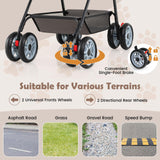 PETSITE 4 Wheels Pet Stroller, One-Click Foldable Dog Strollers for Small Dogs with Detachable Carrier, Breathable Mesh, Waterproof Cover, Storage Basket, Cup Holders, Ideal for Dogs Cats up to 33 lbs