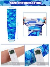 Hicarer 10 Pair UV Sun Protection Arm Sleeves Compression Sports Cooling Sleeves for Men Women Teenager Youth Golf Baseball Basketball Running Outdoor (Blue Series, Novel Camo)