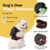 Adjustable Backpack for Small Dogs, Dog Backpack Harness with Reflective Leash, Built in Poop Bag Dispenser, Detachable Dog Back Pack for Outdoor Adventures, Puppy Training, Walking(Black,Large)