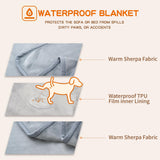 CAPT.SNOOZE Water Proof Blanket 50x60 Inches - Reversible Flannel Blanket for Bed, Sofa,Couch- Spillproof, Leakproof Soft Double-Sided Light Grey Throw Blanket for Adults, Pets, Couples