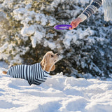 Dog Winter Warmer Fleece Onesie, Bodysuit for Small Medium Large Dogs, Stretchy Cold Weather Pet Warmer Jumpsuit Puppy Onesie Lightweight, Blue Stripe, 3X-Large