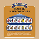 Armstrong Wild Bird Food Black Oil Sunflower Chips, 20 Pounds - for Northern Cardinals, American Goldfinches and Black-Capped Chickadees - Ideal for Outside Feeders