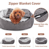MIXJOY Dog Beds for Large Medium Small Dogs, Rectangle Cave Hooded Blanket Puppy Bed, Luxury Orthopedic Cat Beds for Indoor Cats, Warmth and Machine Washable (35 inches, Grey)