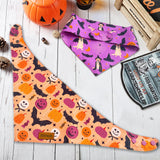 THLOH Halloween Dog Bandanas - 2 Pack Purple Dog Bandana with Snap Button | Reversible Pet Scarf for Boy & Girl | Premium Durable Fabric | Holiday Bandana for Large and Extra Large Dogs (X-Large)