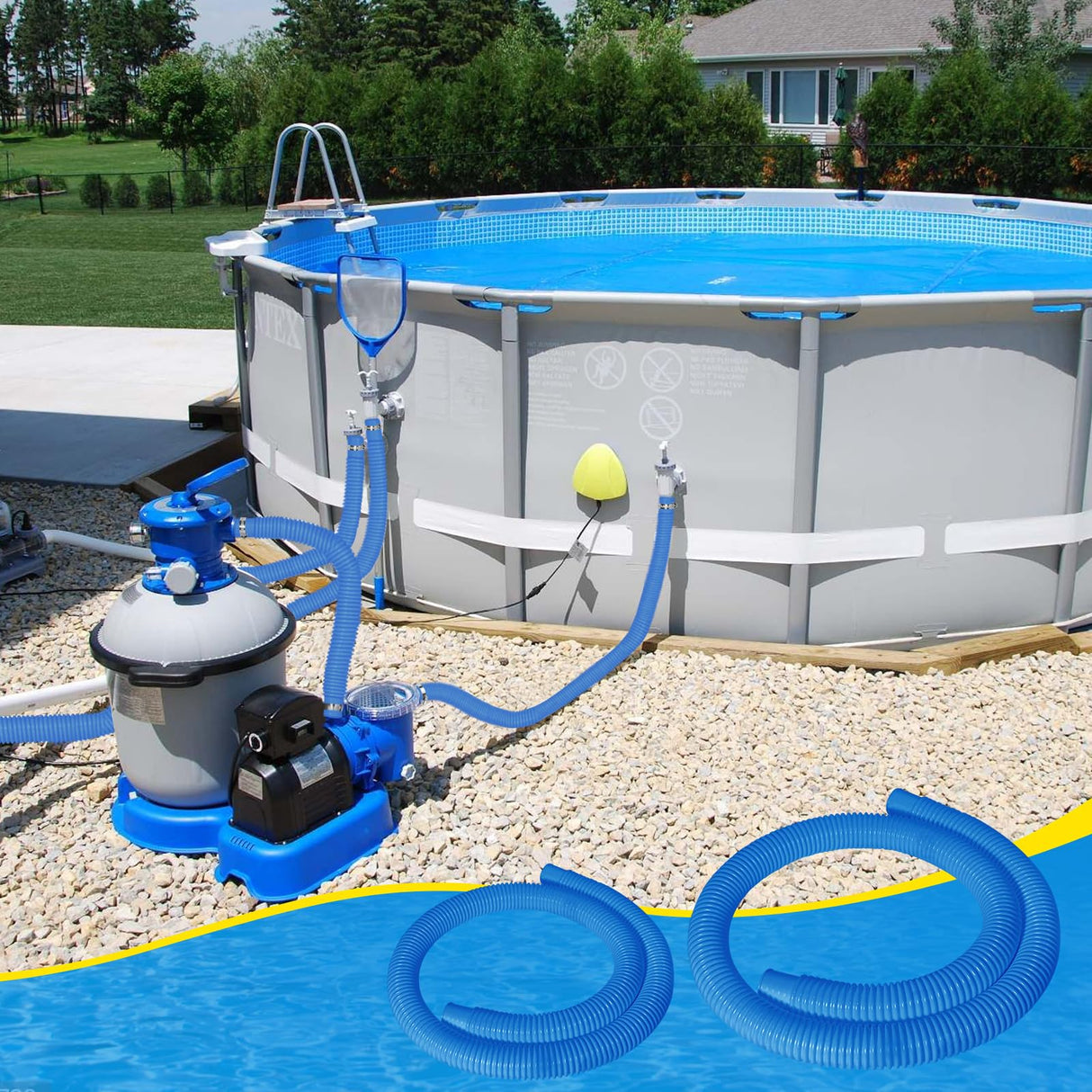 4 Pcs 1.25" Pool Hose, 59" Long Accessory Pool Pump Replacement Hoses, Compatible with All Above Ground Pool Filter Pumps that Use 1 1/4 Diameter Hoses