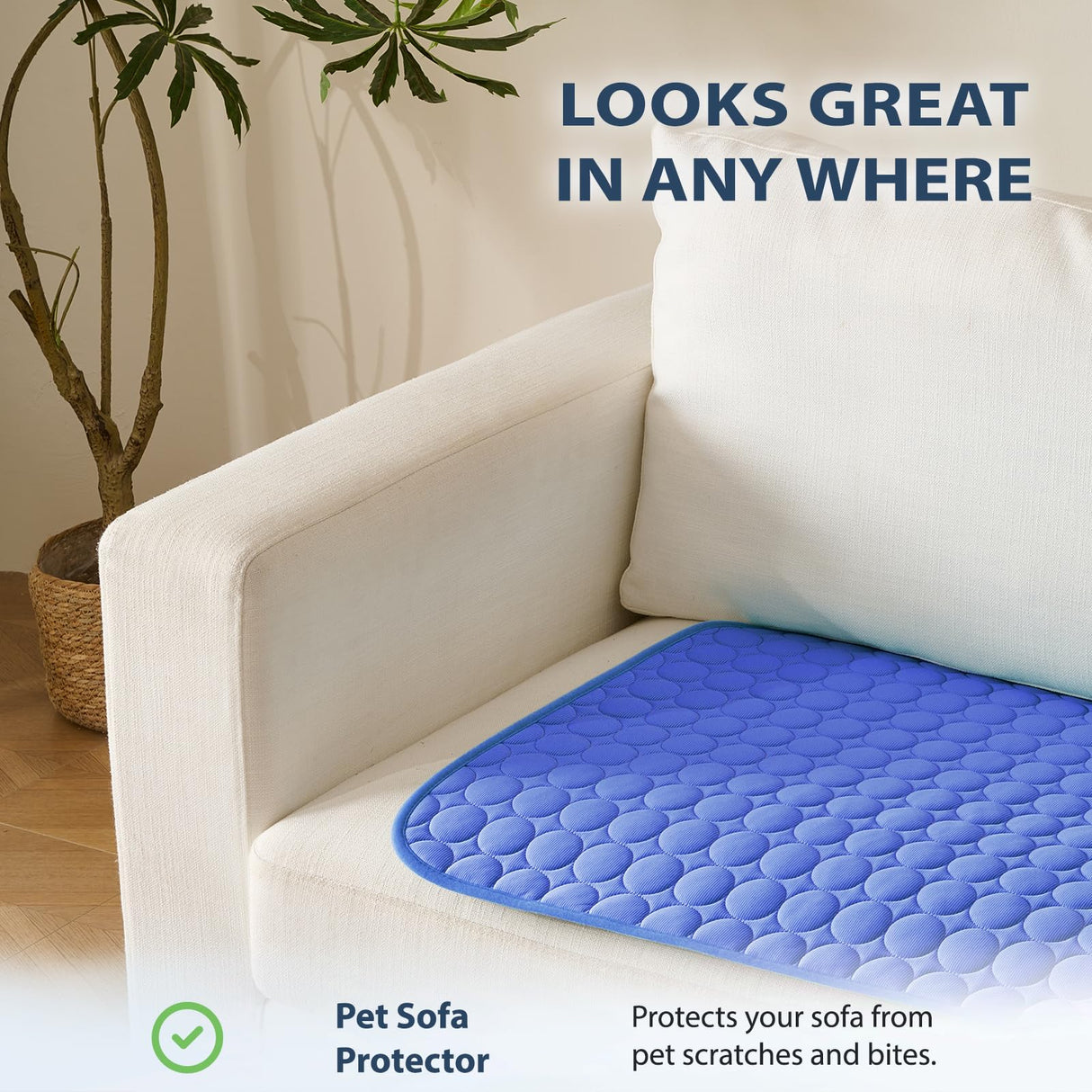 MICROCOSMOS Summer Cooling Mat & Sleeping Pad- Water Absorption Top, Materials Safe, Easy Carry, EZ Clean. Keep Cooling for Pets, Kids and Adults.(Navy Blue, 36" x36")