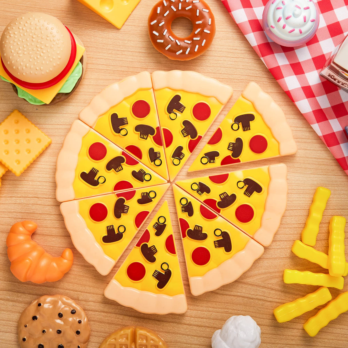 JOYIN Play Food Set 135 Pieces Play Kitchen Set for Market Educational Pretend Play, Food Playset, Kids Toddlers Toys, Kitchen Accessories Fake Food, Party Favor Christmas Stocking Stuffers