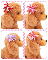 PET SHOW 20 Pack/10 Pairs Pink Curly Dog Hair Bows with Rubber Bands for Small Medium Dogs Girl Spiral Puppy Swirl Topknot Cat Female Holiday Hair Accessories Pet Favor Gift(Pink)