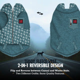 Tuff Pupper Reversible Fleece Sweater Vest for Dogs | Lightweight Comfortable Insulated Jacket | Front Zip Closure | Machine Washable | Built-in Leash Hole | Sizes for All Breeds (XL, Teal)