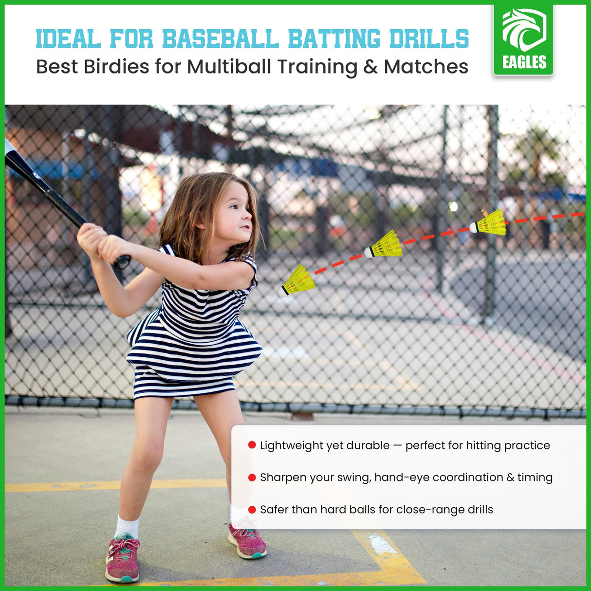 Badminton Birdies - Nylon Bedminton Shuttlecocks for Baseball/Softball Batting Training - Shuttle Balls for Indoor and Outdoor Matches ~ Highly Stable & Durable Plastic badmington Birdie Ball set