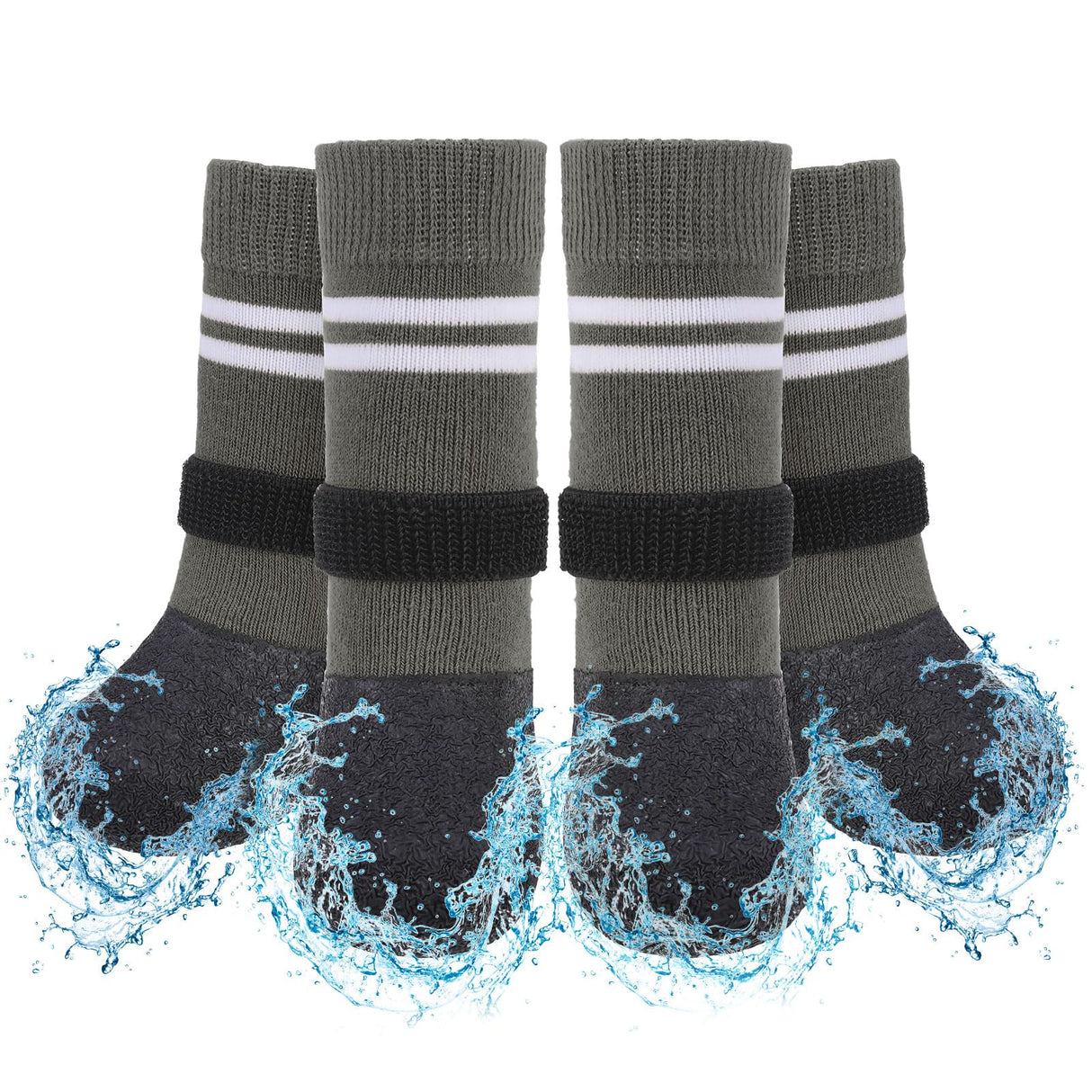SCENEREAL Anti Slip Dog Boots & Paw Protectors for Hardwood Floor, Extended Dog Socks to Prevent Licking Paws, Waterproof Pet Snow Rain Shoe for Winter Large Senior Dogs, Grey L
