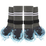 SCENEREAL Anti Slip Dog Boots & Paw Protectors for Hardwood Floor, Extended Dog Socks to Prevent Licking Paws, Waterproof Pet Snow Rain Shoe for Winter Large Senior Dogs, Grey L