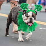 4 Pcs St Patrick's Day Dog Costume Pet Costume, Tutu for Dogs Sequins Bowtie Shamrock Headband Dog Dress Tutu Collar Green Puppy Skirt for St. Patrick's Day Irish Party Dog Pets Accessories Photo Prop